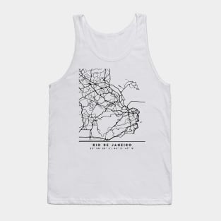 RIO DE JANEIRO BRAZIL BLACK CITY STREET MAP ART Tank Top